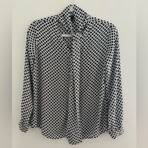 Comfortable black and white dress blouse